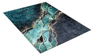 Čierno-zelený moderný koberec s abstraktným vzorom Čierna Šírka: 80 cm | Dĺžka: 150 cm