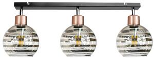 BERGE Stropné svietidlo s LED lúčom 3xE27 GLASS GLASS BALL s medeným pruhom