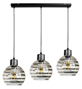 BERGE LED závesné stropné svietidlo 3xE27 GLASS BALL stripes black