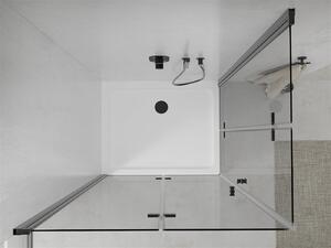 Mexen Lima Duo, sprchový kút 100 (dvere) x 90 (dvere) cm, 6mm číre sklo, čierny profil + SLIM sprchová vanička biela 5cm + čierny sifón, 856-100-090-70-02-4010B