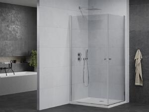 Mexen Pretoria Duo, sprchovací kút s 2-krídlovými dverami 80 (dvere) x 70 (dvere) cm, 6mm číre sklo, chrómový profil + slim sprchová vanička 5cm biela, 852-080-070-01-02-4010