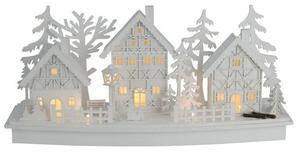 Drevená LED dekorácia Vianočná dedinka, 45 x 14 x 20 cm
