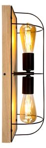 BRITOP Lighting Stropné/Nástenné svietidlo NETUNO, 2xMax.15W, čierne kovové tienidlo, olejovaný dub, B