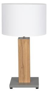 BRITOP Lighting Stolová lampa FLAME, 1xMax.40W, biele textilné tienidlo, dyhovaný dub, G