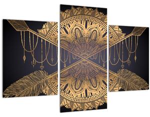 Obraz - Zlatá mandala s šípmi (90x60 cm)