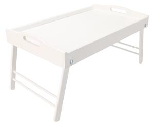 ČistéDřevo Drevený servírovací stolík do postele 50x30 cm biely
