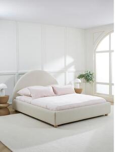 Plyšová čalúnená posteľ s úložným priestorom Ebba