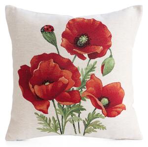 GOBELÍNOVÁ DEKORAČNÁ OBLIEČKA NA VANKÚŠ PAPAVER 45X45 CM KVETY