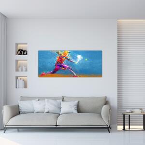 Obraz - Maľovaný tenista (120x50 cm)