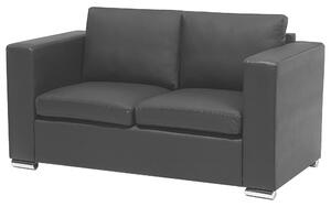 Dvojmiestna pohovka sedačka čierna kožená čalúnená chrómované nohy retro dizajn