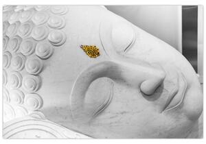 Obraz - Biely Budha (90x60 cm)