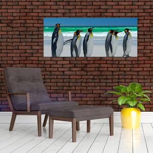 Obraz - Skupina kráľovských Tučniakov (120x50 cm)