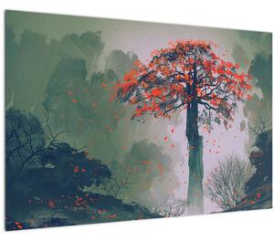 Obraz osamoteného červeného stromu (90x60 cm)