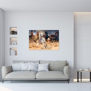 Obraz - Kone v púšti (90x60 cm)