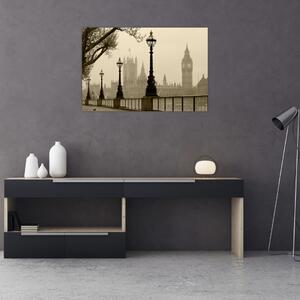 Obraz - Londýn v hmle, Anglicko (90x60 cm)