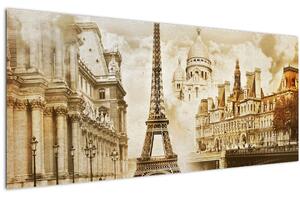 Obraz - Parížske pamiatky (120x50 cm)