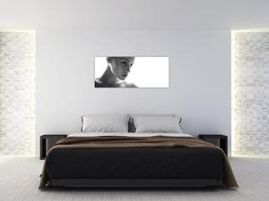Obraz - Čiernobiely portrét ženy (120x50 cm)