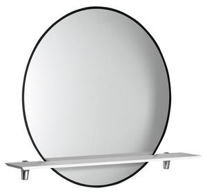 SAPHO SHARON kulaté LED podsvícené zrcadlo, průměr 80cm s policí, černá mat E28904CI-01