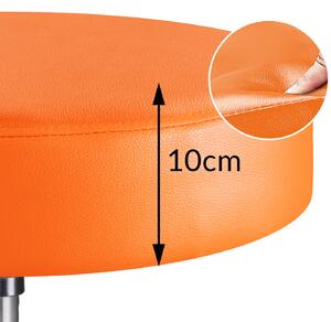 Taburetka na kolieskach, oranžová koženka, otočná 360°, Casaria