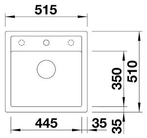 Blanco Dalago 5, silgranitový drez 515x510x190 mm, 1-komorový, antracitová, BLA-518521