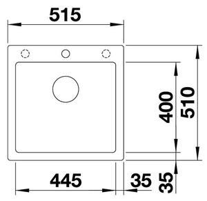 Blanco Pleon 5, silgranitový drez 515x510x220 mm, 1-komorový, sivá skala, BLA-521669