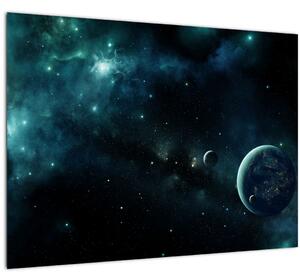Sklenený obraz - Život vo vesmíre (70x50 cm)