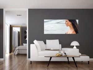 Obraz ženy na pláži (120x50 cm)