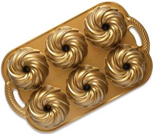 Nordic Ware forma na 6 minibáboviek Swirl, zlatá, 710 ml