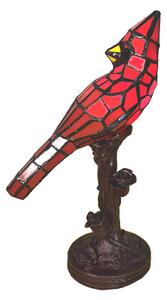 Stolová lampa 5LL-6102R Vták, červená štýl Tiffany