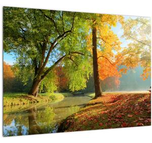 Sklenený obraz - Pokojná jesenná krajina (70x50 cm)