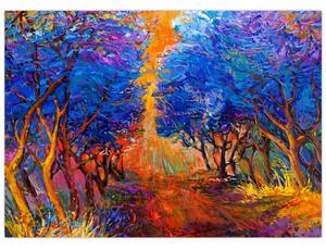 Obraz - jesenné koruny stromov, moderný impresionizmus (70x50 cm)