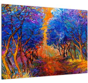 Obraz - jesenné koruny stromov, moderný impresionizmus (70x50 cm)