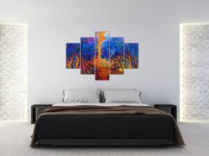Obraz - jesenné koruny stromov, moderný impresionizmus (150x105 cm)