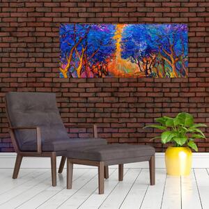 Obraz - jesenné koruny stromov, moderný impresionizmus (120x50 cm)