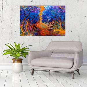 Obraz - jesenné koruny stromov, moderný impresionizmus (90x60 cm)