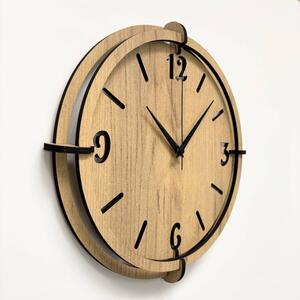 Drevené nástenné hodiny 30-50 cm – moderný dubový dizajn desing | SENTOP HDF0601-GOLD-OAK