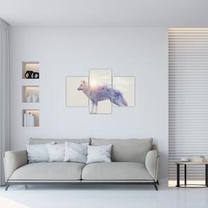 Obraz - Arktický vlk zrkadliaci divokú krajinu (90x60 cm)