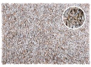 Plošný koberec svetlo béžový z pravej kože Shaggy ručne tkaný obdĺžnikový tvar 160 x 230 cm, moderný dizajn