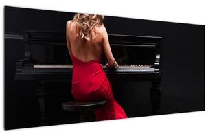 Obraz ženy hrajúce na klavír (120x50 cm)