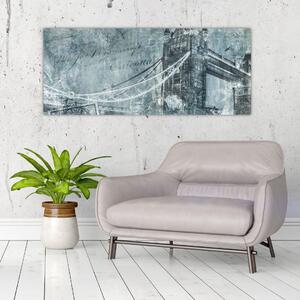Obraz - Tower Bridge v chladných tónoch (120x50 cm)