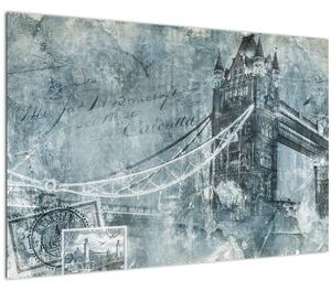 Obraz - Tower Bridge v chladných tónoch (90x60 cm)
