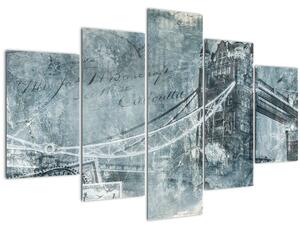 Obraz - Tower Bridge v chladných tónoch (150x105 cm)