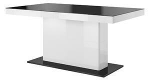 Najlacnejsinabytok QUARTZ jedálenský stôl, biely/čierny lesk–2495GP81