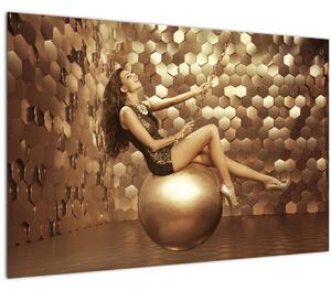 Obraz ženy v zlatej miestnosti (90x60 cm)