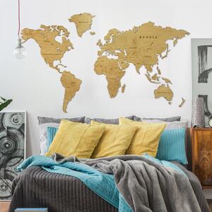 Drevená mapa sveta na stenu - PREGLEJKA (ODTIEŇ DUB)
