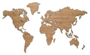 Drevená mapa sveta na stenu - DUB + olej (magnetická)