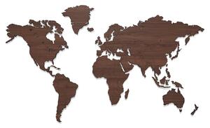 Drevená mapa sveta na stenu - ORECH + olej (magnetická)