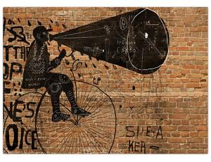 Obraz - Muž na bicykli v Banksyho štýle (70x50 cm)