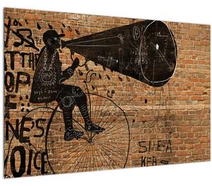 Obraz - Muž na bicykli v Banksyho štýle (90x60 cm)