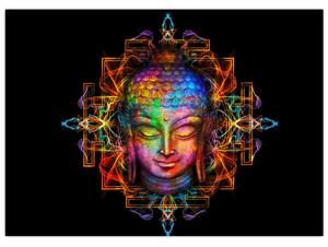 Obraz - Busta Budhu v neónových farbách (70x50 cm)